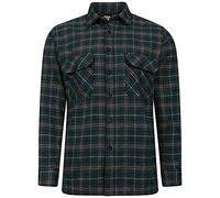 ShopOnline Mens Work Shirt Long Sleeve Flannel Brushed Cotton Lumberjack Office Work Business Casual Check Collar Shirt Top (Medium, Green)