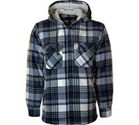 ShopOnline® New Mens Adults Quilted Fur Padded Work Lumberjack Flannel Shirt Top Long Sleeve Size (3XL, Blue 1 Hooded)