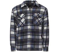 ShopOnline® New Mens Adults Quilted Fur Padded Work Lumberjack Flannel Shirt Top Long Sleeve Size (XL, Blue)