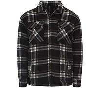 ShopOnline® New Mens Adults Quilted Fur Padded Work Lumberjack Flannel Shirt Top Long Sleeve Size (XXL -2XL, Black)