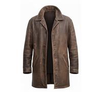 Shopoyn Mens Dean Winch 3/4 Mid Length Genuine Leather Trench Coat - Men Vintage Leather Blazer Long Car Coat Jacket Cosplay Costumes (UK, Alpha, M, Regular, Regular, Distressed Brown)