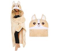 Shoppawhile Corgi Dog Gifts: Women's Fluffy Hooded Blanket, 59 * 51 inch