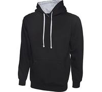 Shoppersbay Uneek Uc507 Contrast Hooded Sweatshirt Black/Heather Grey L