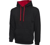 Shoppersbay Uneek Uc507 Contrast Hooded Sweatshirt Black/red 2XL