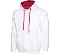 Shoppersbay Uneek Uc507 Contrast Hooded Sweatshirt White/Fuchsia 4XL
