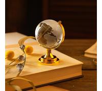 Shoppersduniya Fengshui Crystal Globe with Golden Stand for Positive Energy Success Good Luck and Prosperity Vastu Remedy for Home Children's Study Table & Office - 6 cm