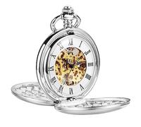 ShoppeWatch Men’s Pocket Watch and Chain | Vintage Hand Wind Mechanical Movement | Classic 1920s Steampunk Railroad Pocketwatch PW20