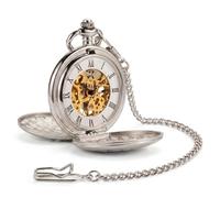 ShoppeWatch Men’s Pocket Watch with Chain | Hand Winding Vintage Pocket Watch | Classic Mechanical Movement Pocketwatch | 1920s Railroad Steampunk Costume Accessory