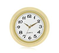 ShoppeWatch Mini Clock Insert 45mm (1.77 inches) Quartz Movement | Miniature Clock Face Insert | Round Fit Up White Face Gold Tone Bezel Arabic Numerals CK087GD