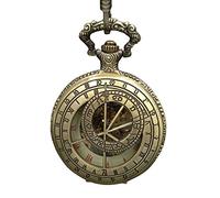 ShoppeWatch Pocket Watch with Chain Wind Up Skeleton Mechanical Movement Steampunk Gold Tone Bronze - Reloj de Bolsillo PW180