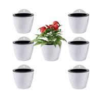 ShoppeWatch Self Watering Wall Planters for Indoor Plants 7 Pack Medium 5 Inch with Hooks | Outdoor Wall Pots for Plants | Wall Hanging Planters | White Wall Mounted Planters PL34