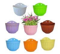 ShoppeWatch Wall Planters for Indoor Plants 8 Pack with Hooks | Outdoor Wall Planters | Self Watering Wall Pots for Plants | Balcony Planters for Railing | Over Fence Planters Multicolor PL63