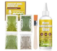 SHOPPGO 4 PCS Model Grass + Model Glue, Basing Materials for Miniatures, Miniature Basing Materials, Static Grass 3-5 MM for DIY Miniature Railway Models With Brush, Suitable for Children and Adults