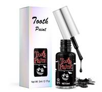 SHOPPGO Black Tooth Paint, Teeth Blackening Makeup, Halloween Black Teeth Paint, Long Lasting, Quick Drying, Just Brush off to Clean, Suitable for Movies, Carnivals and Halloween, 5 ML