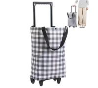 Shopping Bag on Wheels, Waterproof Foldable Shopping Trolley, Portable Reusable Trolley Bags with Telescopic Handle, Checkerboard, Trolleys