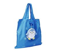 Shopping Bag with 20 cm Plush Toy, Foldable Tote Bag for Women, Convertible Carry Bag with Key Ring, Handbag for Travel, Picnic, Beach Party, Outdoor, Camping, School, PENGUIN, Siehe Beschreibung