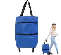 Shopping Bag With Wheels - Portable Foldable Bag On Wheels | Heavy-Duty Oxford Cloth Storage Pouch for Traveling Home Camping Commuting Sports Schlepping Vacation Laundry
