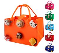 Shopping Basket Children, Dwafill 30 x 20 x 18 cm Felt Bag Small Colourful Small Felt Bag with Handle, Basket Bag Children, Toy Bag Boy, as a Gift Bag for the Holidays (Orange, M)