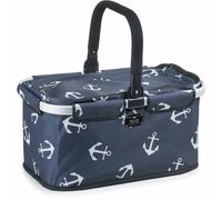 Shopping Basket 'Falko' Dark Blue With Anchors Tote Bag Transport Box Shopping