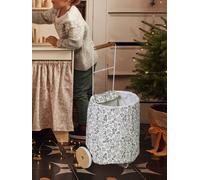 Shopping Basket on Wheels, Metal & Fabric grey light solid with design
