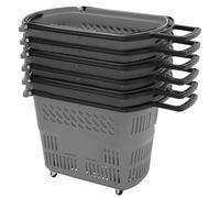 Shopping Basket with Wheels, 6-Pack Versatile Market Carts for Retail Grocery and Outdoor Use, Easy Mobility and Storage Solution