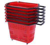 Shopping Basket with Wheels, 6-Pack Versatile Market Carts for Retail Grocery and Outdoor Use, Easy Mobility and Storage Solution
