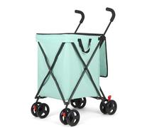 Shopping Cart, Collapsible Folding Utility Wagons Carts Heavy Duty, Large Capacity 120lbs, Minimalist, with All-Terrain Big Wheels for Outdoor Camping Shopping Sports Garden (Tealblue)