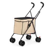 Shopping Cart, Collapsible Folding Utility Wagons Carts Heavy Duty, The Original Patented, Capacity 60lbs Capacity, Minimalist, for Outdoor Camping Shopping Sports Garden (Khaki)