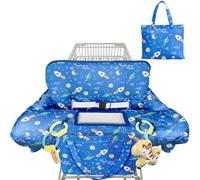 Shopping Cart Cover for Baby Girl Boy 2-in-1 High Chair Water Resistant High Chair Cover Blue Space Rocket Gender Neutral Cart Cover for Babies Padded Grocery Cart Cover for Baby