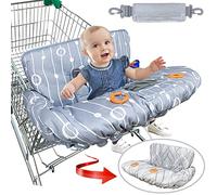 Shopping Cart Cover for Baby Grocery Cart Cover for Baby boy and Baby Girl, High Chair Cover for Baby and Toddler, Baby Registry Gift - Waterproof - Extra Large - Cotton - Double Sided (Grey)