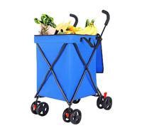 Shopping Cart, Dog Strollers, Collapsible Folding Utility Wagons Carts Heavy Duty, The Original Patented, 60lbs Capacity, Minimalist for Cats Pets Outdoor Camping Shopping Sports Garden (Blue)