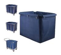 Shopping Cart Replacement Bag Rectangular Commercial Laundry Bag, Oxford Fabric Insert with Removable Storage Bags, 400L Capacity(Blue)