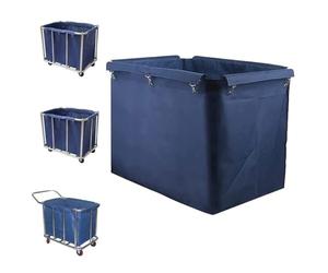 Shopping Cart Replacement Bag Rectangular Commercial Laundry Bag, Oxford Fabric Insert with Removable Storage Bags, 400L Capacity(Blue)