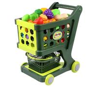 Shopping Cart, Safe Toddler Shopping Cart with Spacious Storage Basket Kids with 20 Items Educational Toy for Kids Grocery Store Pretend Play