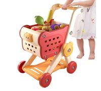 Shopping Cart to Kids, Grocery Play Set with Fruits & Vegetables, 10.63x15.75x19.69 Inches Educational Role Playing toy for boys and Girls, Preschool Learning, Family Fun, Kitchen Games
