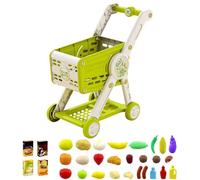 Shopping Cart Wheel Toy - Shopping Cart with Play Food Set Kids Kitchen,Pretend Play for Learning Role-Playing Doll House Girls Toddler Age 1-3 and Up