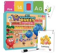Shopping List Game & Alphabet Flash Cards for Kids Age 3+ | Numbers, Colours & Shapes | 70 Wipe-Clean Cards, 5 Rings & 2 Markers | Preschool Learning | Wipe-Clean & Trace | Tudrimi™