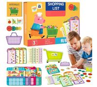 Shopping List Toys: Cooperative Game Set Structure, Food Visual Identification Concept, Turn-Based Pairing, Focused Table Activity