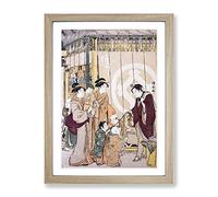 Shopping On New Years Day By Torii Kiyonaga Asian Japanese Framed Print | A2 Oak Framed Wall Art | Ready to Hang | Asian Nature Picture | Living Room Bedroom Lounge Office