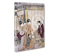 Shopping on New Years Day by Torii Kiyonaga Painting Canvas Print | Gallery Wrapped 30mm Frame Wall Art | 30x20 inches | Ready to Hang | Contemporary Picture | Living Room Bedroom Lounge Office
