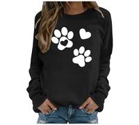 Shopping Online Women's Sweatshirts Funny Love Heart Dog Paw Print Pullover Tops UK Casual Long Sleeve Crewneck Sweater 2024 Fall Winter Fashion Solid Color Loose Fit Jumper Blouses