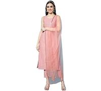 Shopping Queen Women's Silk Chikankari Kurta Pant & Dupatta Set, Rust Orange, Medium