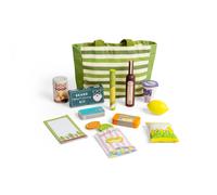 Bigjigs Toys Shopping Trip Set - 17pc Wooden Grocery Playset, Kids Supermarket Food Sets & Accessories, Multi