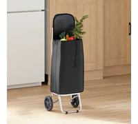 vidaXL 35 x 28 x 92cm Black Foldable Shopping Trolley