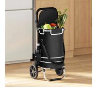Shopping trolley Black Oxford fabric foldable aluminium frame 36.5x46.5x100.5cm