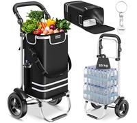 Tectake Shopping Trolley, 3-In-1, Foldable, With Cooler Bag - Black