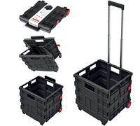 SHOPPING TROLLEY CART FOLDING FOLDABLE ROLLING CAR BOOT STORAGE BOX 30KG