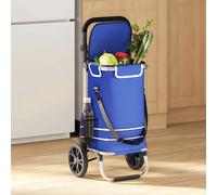 Shopping Trolley Foldable Blue Oxford Fabric Aluminium Frame, 36.5x46.5x100.5cm