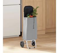 vidaXL 35 x 28 x 92cm Grey Foldable Shopping Trolley