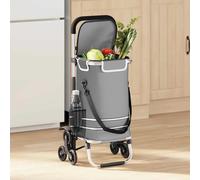 Shopping Trolley Foldable Grey Oxford Fabric 47x39x100.5cm Compact CarryBag Cart